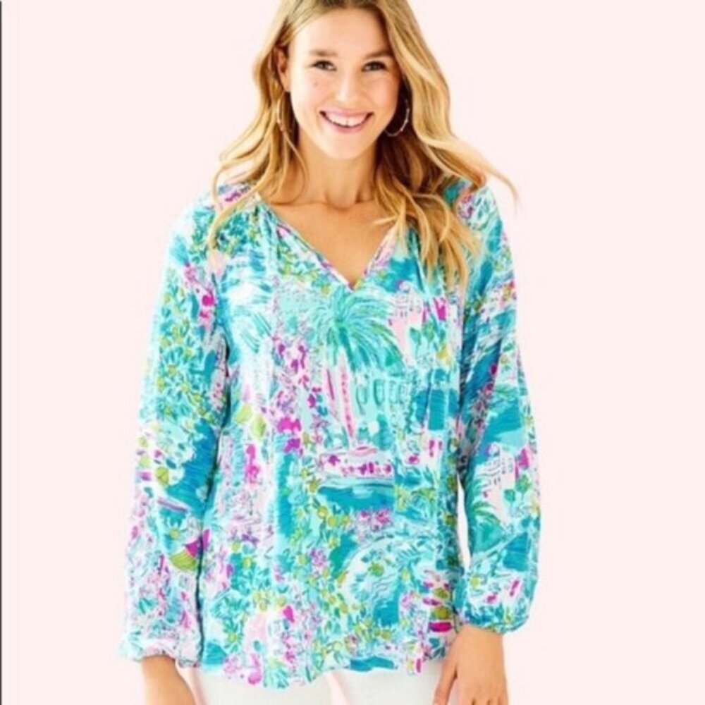 Lilly Pulitzer Willa Top Multi Poscards From Positano XS